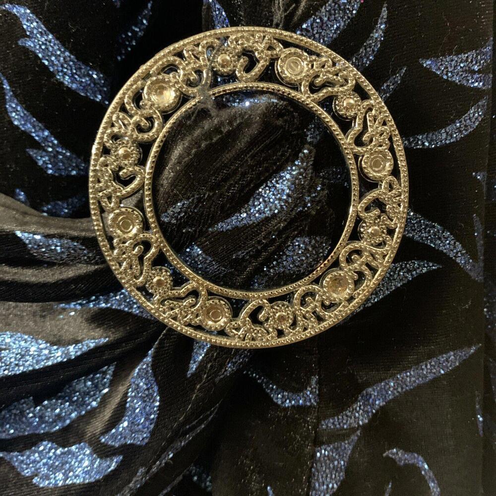 Notations Vtg Plus Sz 2X  Black Blue Velvet Glitter Animal Print Cocktail Party‌ - Picture 4 of 9